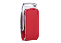 Show Life Brand 16G 2.0 red color leather USB with embossed logo for copying data on computer