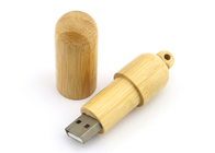 Round Shape Bamboo Usb Flash Drive With Silk Screen / Color Printing Logo