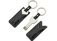 Fast Speed 8g Usb Memory Stick , Black Leather Usb Stick With Embossed Logo