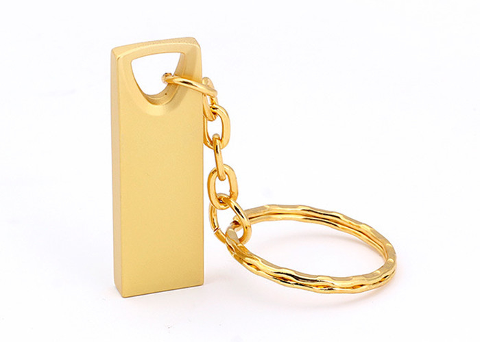 Gold Metal Usb Stick , Metallic Memory Stick Storage Device With Key Ring