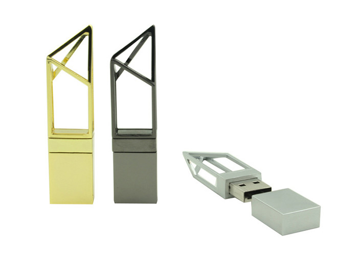 Gold / Grey Metal Usb Flash Drive Tower Shape With 16g Storage Capacity