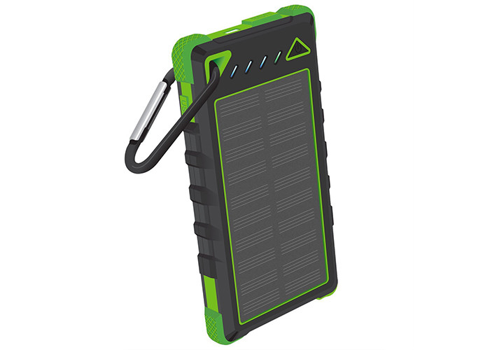 Green Solar Powered Portable Charger Water Resistance With 2 Usb Output Ports